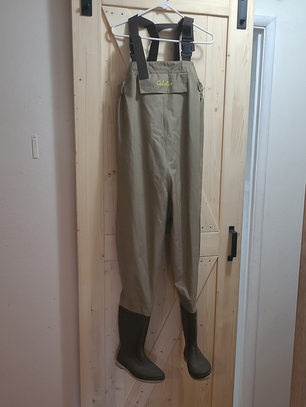 Cabela's Olive and Dark Brown Chest Waders with Black Straps
